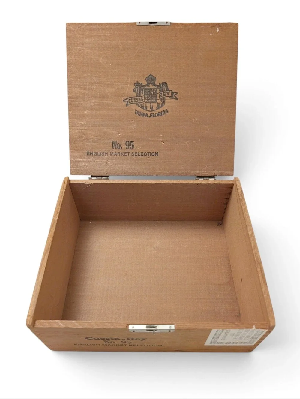 VINTAGE Wood Cigar Box Cuesta Rey Lock Brown Dovetail Corners